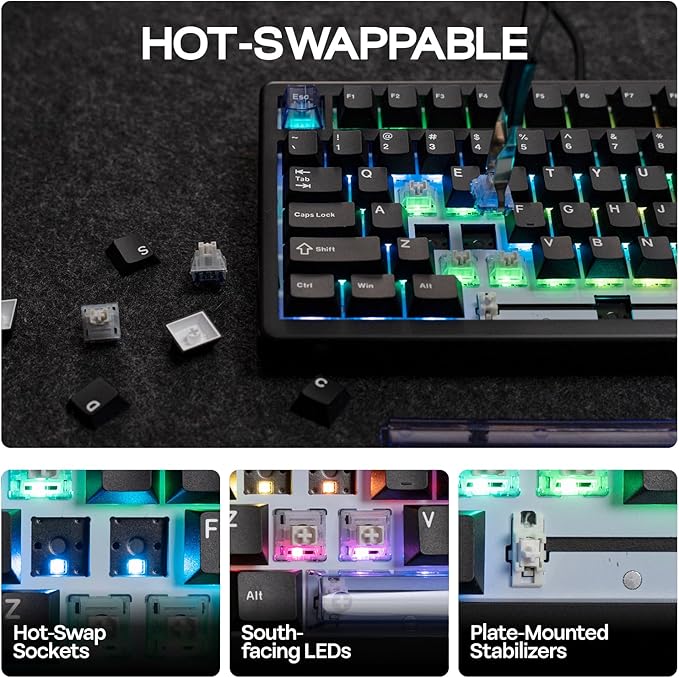 EPOMAKER HE80 Hall Effect Gaming Keyboard 8K Polling &amp 32K Scan Creamy Gasket DKS SOCD Hot-Swappable RGB Backlit Wired Gaming Keyboard for PC &amp Mac (Black)
