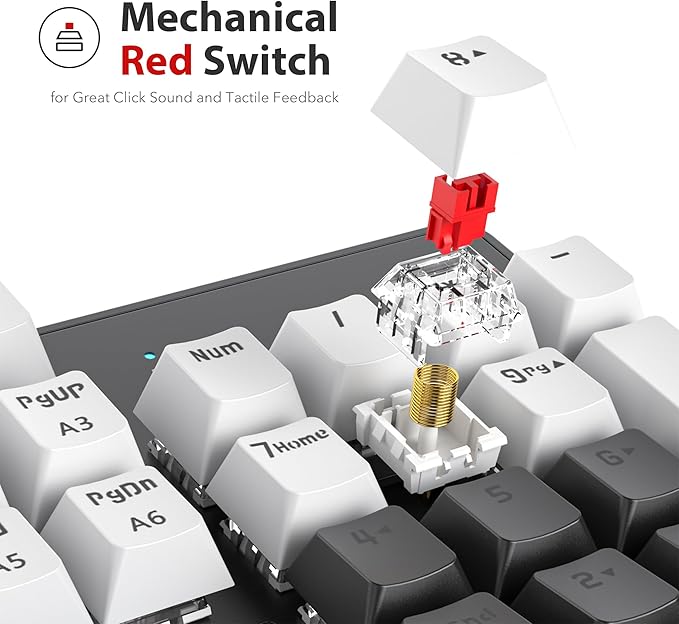 RGB Gaming Keyboard 104-Key Wired Mechanical Keyboard Creamy with Number Pad Linear Red Switch NKRO Full Size for Windows Laptop PC Gamer