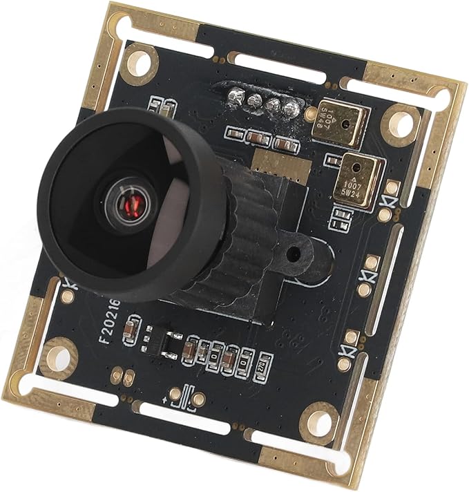 Camera Module USB Camera Board HD Wide Angle 2MP 1920x1080 Resolution 145° Field of View with Dual Microphones for Machine Vision Embedded Systems Black
