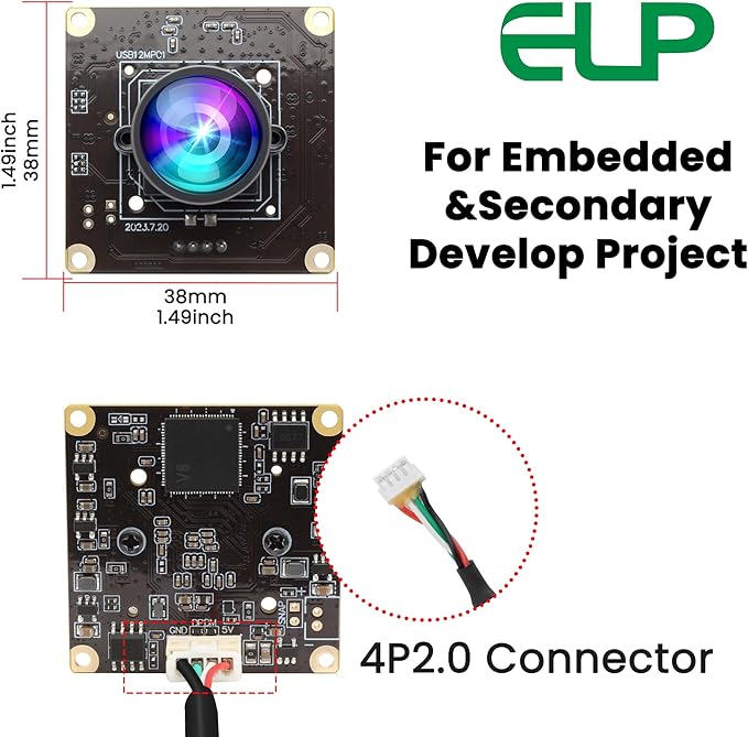 ELP 1080P 120fps USB Camera Module for Computer 11.6mp Lightburn Camera Mini UVC USB2.0 High Speed PC Camera Wide Angle USB Security Web Camera Board for Laptop (100° no Distortion Lens)