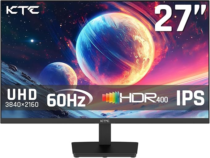 KTC 27 Inch 4K UHD(3840 * 2160) Computer Monitor - IPS Monitor 60hz HDR400 Anti-Blue Light Screen DCI-P3 95% 125% sRGB Support FreeSync and GSync PC Monitor for Design Work (Renewed)