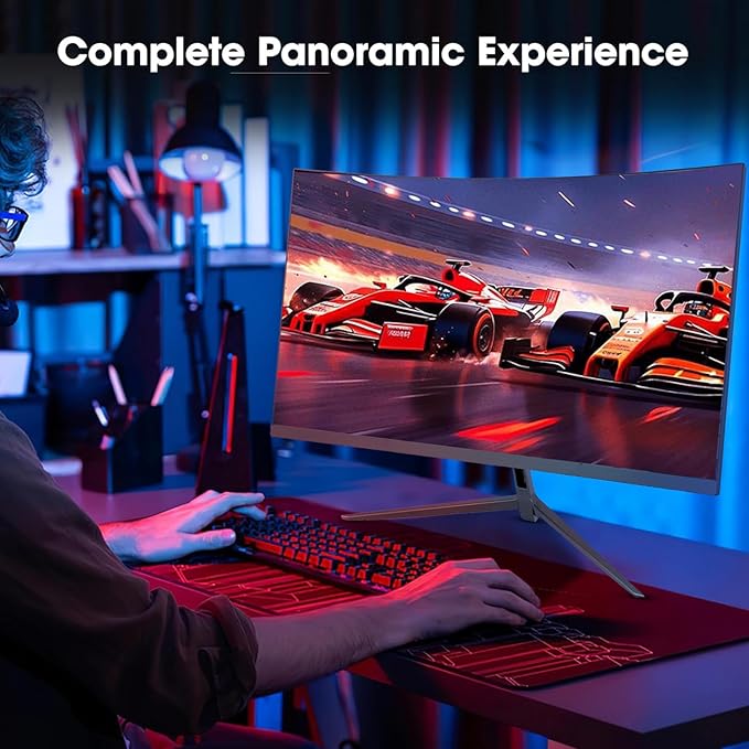 27 1440P QHD Curved Gaming Monitor – 165Hz 1ms 1800R Curve FreeSync/G-Sync Compatible Eye Protection Slim Bezel HDMI/DP Ports Height Adjustable VESA Stand