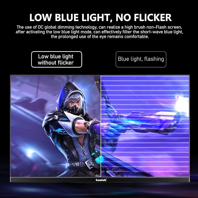 Gawfolk 24.5 Inch PC 300Hz Gaming Monitor FHD 1080p ScreenAdaptive Sync1ms Without Bezel 98% sRGB 178 ° Angle View HDMI、DisplayPort Compatible with wall mounting 75 * 75MM - Black