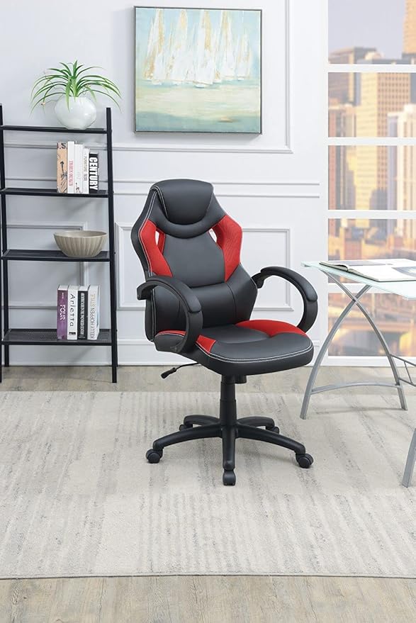 Racing Style Gaming Chair High Back Office Chair with Adjustable Height Red Black Arm Chair Ergonomic Computer Suitable for Comfortable and Casual Use
