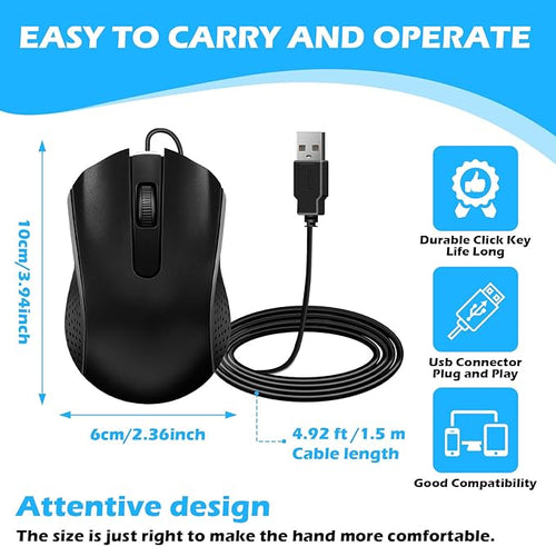 12 Pack Wired Mouse Bulk Computer Mouse Wired with Ergonomic Design Computer Mice Plug and Play USB for Students Teachers Multi Device Compatibility for Classroom Home Office Remote Work (12)