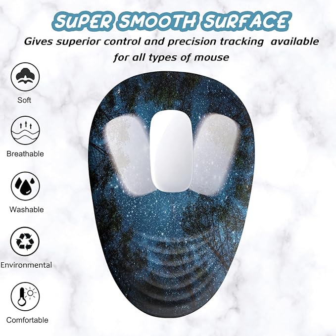 Mouse Pad Wrist Support Ergonomic Mouse Pad with Wrist Rest Memory Foam Massage Design &amp Non-Slip PU Base MousePads for Pain Relief Desk Office Home Blue Sky Tree