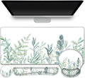 ToLuLu Desk Mat XXL Large Mouse Pad Wrist Support Set4 in1 Gaming Mousepad Desk Pad+ Ergonomic Mouse Pad with Wrist Rest + Keyboard Wrist Rest+Coaster for Home Office Computer Table Green Grass
