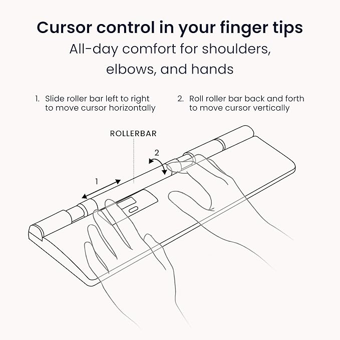 Contour RollerMouse Pro Ergonomic Central Rollerbar Design for Neck Shoulder &amp Wrist Pain Relief 6 Programmable Buttons 600-2800 DPI Productivity Plug &amp Play Mac &amp PC - Wireless - Exte