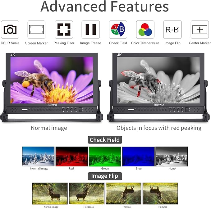 FEELWORLD 17.3 Inch 1920x1080 Resolution 4K HDMI 3G-SDI Input and Output Broadcast Production MonitorDesktop Director‘s Monitor with YPbPr Video