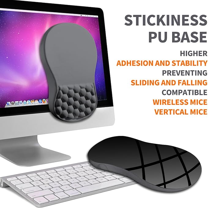 Ergonomic Joint Wrist Support Mouse Pad with Memory Foam Cushion Massage Bump Carpal Tunnel Pain Relief Mousepad Slope Design for Wrist Rest 11.8x7.9 in DimGray