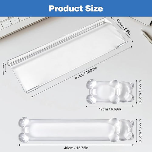 16.9inch Computer Keyboard Stand for Desktop Gel Keyboard Wrist Rest Set for Ergonomic Typing Comfort &amp Support for Office Work Gaming (Cute White Bear)