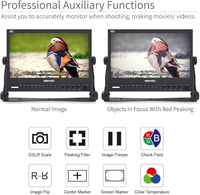 SEETEC P133-9HSD 13.3 Inch 4K HMDI Broadcast Monitor Professional LCD Director Studio Production Monitoring IPS Screen Aluminum Design