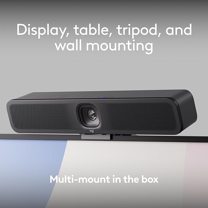 Logitech MeetUp 2 All-in-One USB Conference Room Camera Compact Video Bar with Built-in AI Features Works with Microsoft Teams Zoom Rooms Google Meet and More (Renewed)