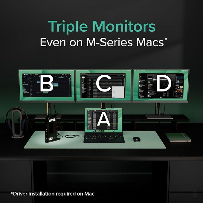 Plugable USB-C Triple Monitor Docking Station: 13-in-1 Laptop Dock with 100W Charging for Mac (DisplayLink Driver Required) Windows Chrome 3 HDMI Gigabit Ethernet SD USB-C 20W 4 USB - UD-ULTCDL