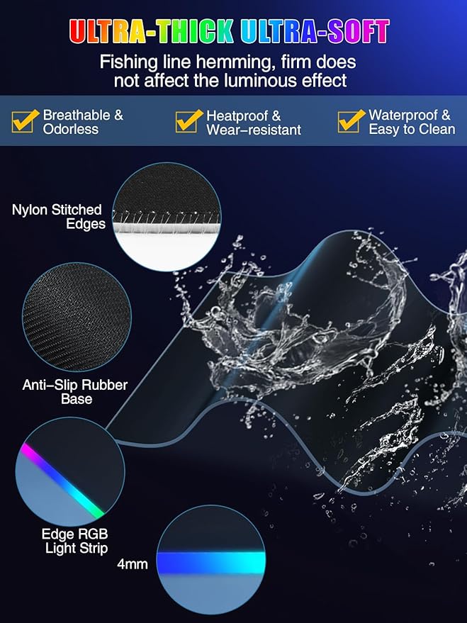 Mouse Pad with Foldable Phone Holder &amp Wireless Charger XXL RGB Gaming Mousepad 31.5x15.8 Large Desk Mat for Keyboard Black Desk Pad with Dual Qi Charging Station | 11 Colors 5 Modes | Waterpr