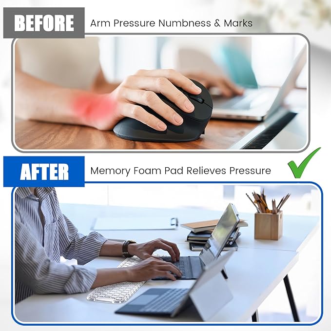 2 Pack Gel Elbow Pads for Desk 12x4 Inch Ergonomic Arm Rest Cushion Non-Slip Desk Support for Elbow Wrist Forearm Pain Relief Office Computer Gaming