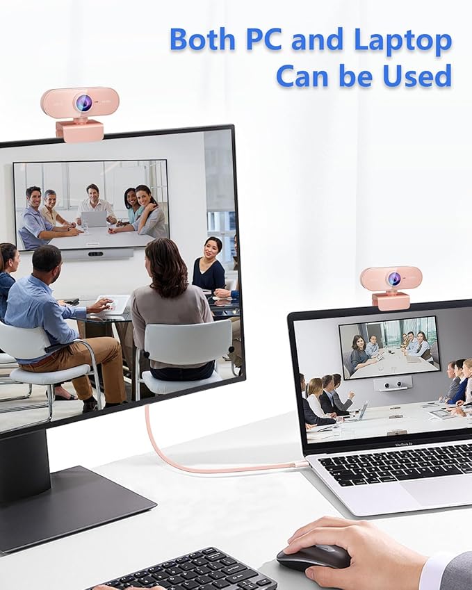 Webcam for pc with MicrophoneFull Hd 1080P Pink Streaming Web Cam with Mic for Mac Laptop Small Computer Camera for DesktopCheap Face Cam for Video ConferenceZoomMicrosoft Teams Meet
