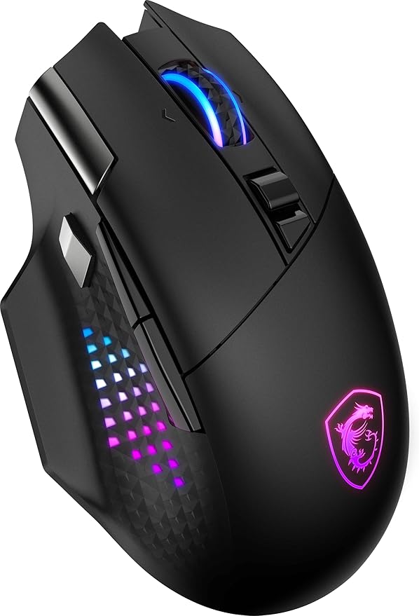 msi Versa PRO W Gaming Mouse 26000 DPI 70M+ Clicks OMRON Optical Micro Switch Optical Sensor Ergonomic Ambitextrous Hand Design RGB Light