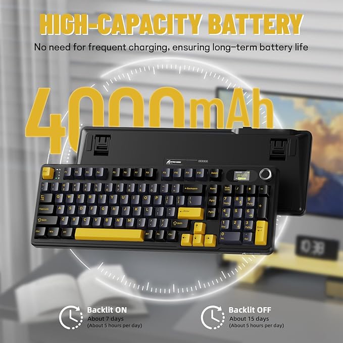 ATTACK SHARK X98PRO Wireless Mechanical KeyboardMulti-Function Knob&ampTFT ScreenTri-Mode BT/2.4G Hz/USB-C Wired KeyboardHot-Swap RGB Backlit4000mAh 98 KeysCloud Drivefor Win/Mac/Linux-Starry B