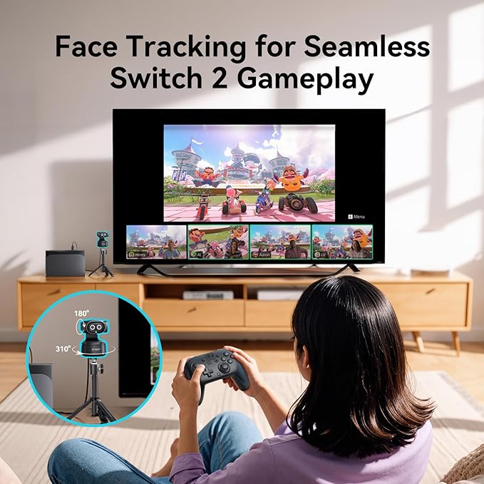EMEET PIXY Dual-Camera AI-Powered PTZ Camera 4K AI Tracking PDAF&ampAI Autofocus 0.2s 1/2.55'' Sony Sensor 3 Mics Presets Gesture Control 4K Webcam for Streaming and OBS/Twitch/Switch 2 Compat