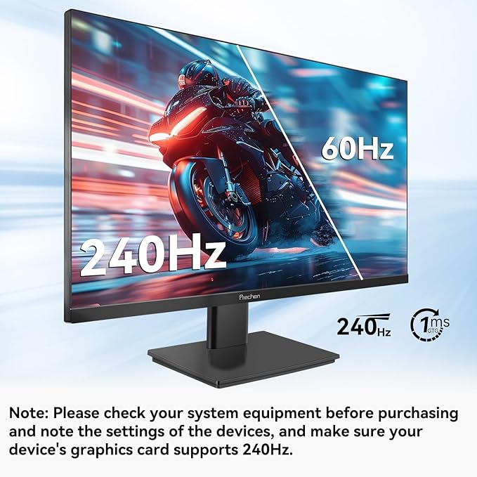 27 Inch 2K 240Hz QHD 2560x1440P Gaming Monitor 1ms 400cd/m² 100% sRGB PC Screen AMD FreeSync Premium Pro Compatible 2X DispalyPort 1.4 &amp HDMI 2.0 Dual Built-in Speakers VESA Supports Black