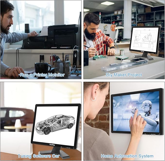15 Inch Touch Screen Monitor 1024x768 Support HDMI VGA AV USB BNC 10 Points Capacitive Touch TFT LED Monitor for Laptop PC Xbox PS5/PS4 Switch POS Systems Built-in LounSpeakers
