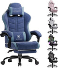 GTPLAYER Gaming Chair with Footrest Computer Gaming Chair for Adults and Kids Height Adjustable Gamer Chair with 90-155° Recline &amp Removable Headrest Lumbar SupportPerformance Fabric Blue