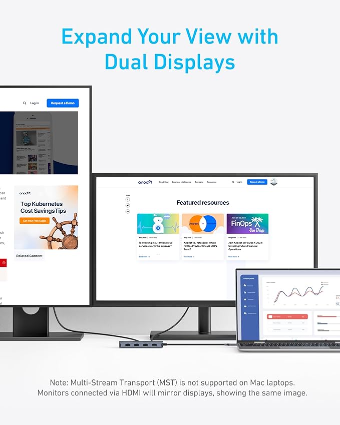 Anker 7-in-1 USB-C Hub Dual Monitor USB C Docking Station Dual HDMI Display 85W Max Output 10Gbps Data Transfers for Dell XPS ThinkPad T14 Gen2 and More