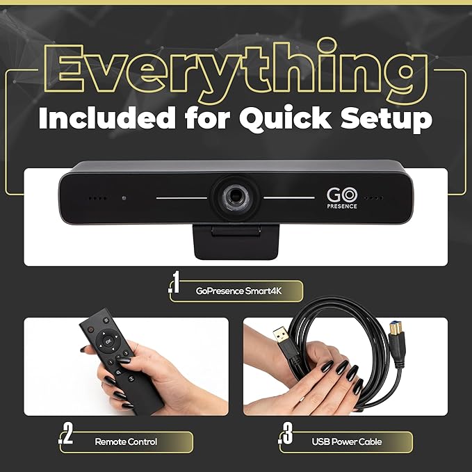 Compact Smart 4K Conference Camera Ultra HD 120° Wide Lens Auto-Framing Noise-Cancellation Mics 20ft Pickup Easy USB Connectivity Video Conference Camera for Zoom Teams Google Meet