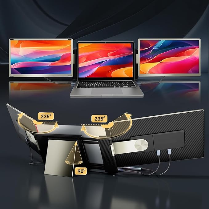 Teamgee 15.6 Laptop Screen Extender | Portable Monitor for 13-17” Mac/Windows Laptops | 120% sRGB FHD Metal Stand 235° Rotation Ideal for Hybrid Work