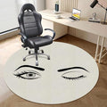 Black Lilac PU Leather Office Chair Mat for Hardwood Floors Eyelash Cartoon Style Dramatic Easy Glide Floor Protector Mat for Office Chairs Woman Eyes Diameter 39.4 in