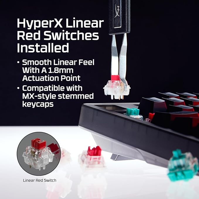 HyperX Origins 2 1800 – Gaming Keyboard PC Swappable Housing Hotswap Switches High Profile 1800 Layout 8k Polling Adjustable Angle Mechanical Switches