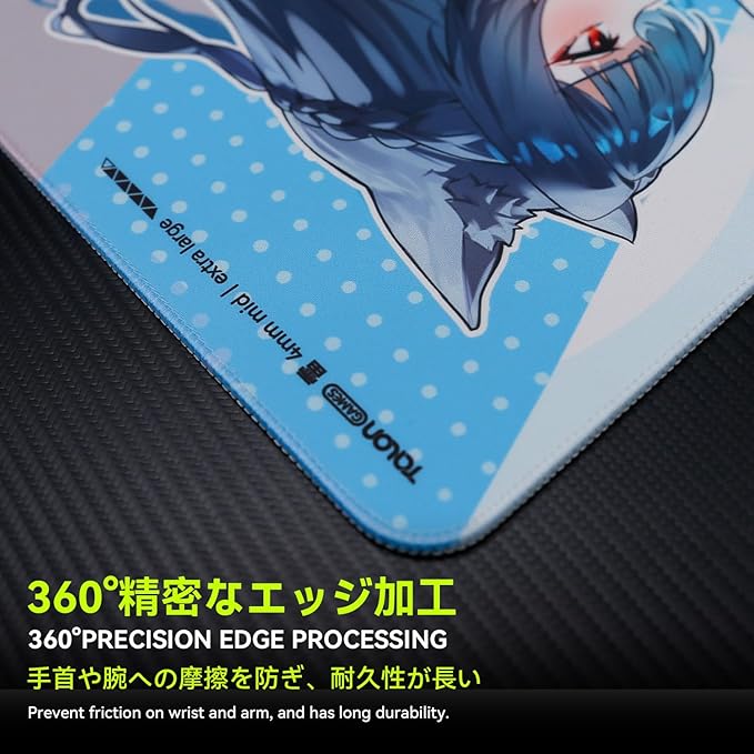 TALONGAMES Gaming Mouse Pad – Esports Professional Mouse Mat 4mm Medium Rubber Base Anti-Slip &amp Water-Absorbent Anime Design Durable Anti-Fray Edge High Glide Speed L Size 19.3×16.5 (雷 Serie