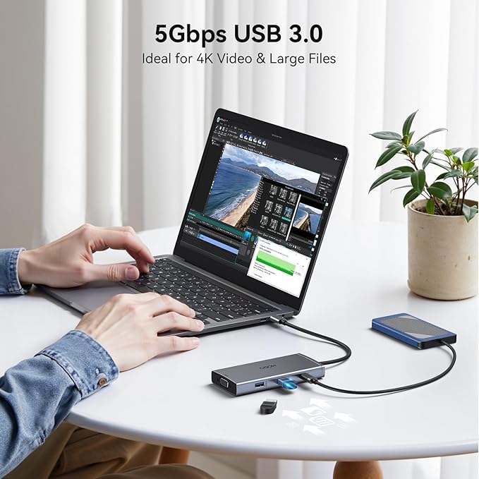 USB C Docking Station Dual Monitor Adapter for Dell HP Laptop Docking Station 3 Monitors Quad Display USB C Hub Dongle to 2 HDMIDPVGA3 USBPD100W PDEthernet 9 in 1 Thunderbolt Dock for Surface