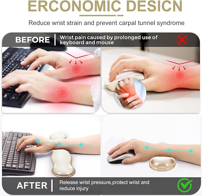 L-SPOUTTO Beige Checkered Mouse Pad SetScalloped XXL Desk Mat + Ergonomic Mouse Wrist Rest + Gel Keyboard Wrist Rest for Keyboard 65%/75%3in1 Large Desk Pad for Desktop Home Office Computer Game