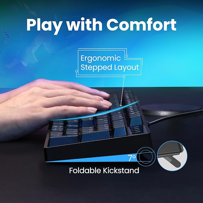 RisoPhy Mechanical Gaming Keyboard Blue Switch USB Wired Keyboard 20 RGB Light up Backlit Modes 104 Key Full Size Clicky Keyboards Anti-Ghosting/Spill-Resistant Rainbow LEDKeyboards for PC(Black)