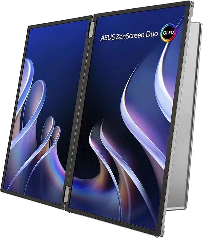 ASUS ZenScreen Duo OLED 360° Foldable Portable Monitor (MQ149CD) - Dual 14-inch 16:10 1920x1200 DisplayHDR400 True Black 100% DCI-P3 Delta&lt2 Dual USB-C Mini-HDMI Kickstand 3 yr Warranty