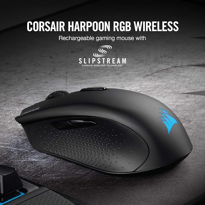 Corsair Harpoon Wireless RGB Lightweight FPS/MOBA Gaming Mouse – 10000 DPI – 6 Programmable Buttons – Low-Latency Bluetooth – iCUE Compatible – PC Mac PS5 PS4 Xbox – Black