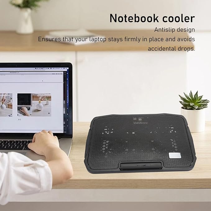 Powerful Laptop Cooling Pad with Wind Speed Ergonomic Design Multifunctional Base for Typing and Viewing Nonslip Design