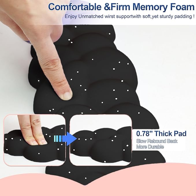 Cloud Wrist Rest Set for Keyboard and Mouse Includes Cute Coaster with Computers and Laptops (Black Star Set)