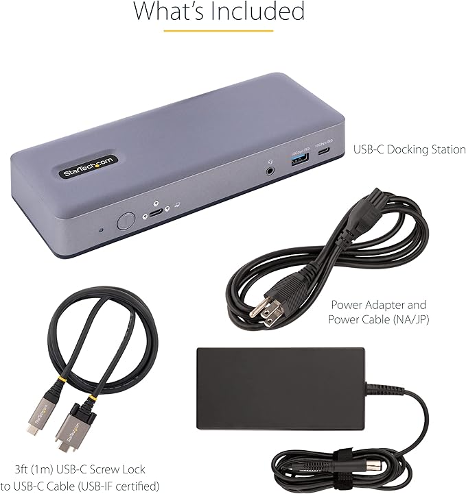 StarTech.com USB-C Docking Station Multi Monitor HDMI/DP/USB-C Video Output Triple Monitor 4K30/Dual 4K60 7-Port USB Hub 60W Power Delivery GbE 3.5mm Audio Works with Chromebook TAA