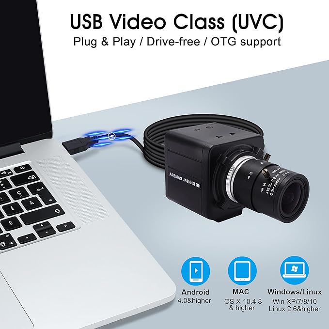 SVPRO 4K Ultra HD Webcam - 5X Optical Zoom 3840x2160@30fps UHD USB Camera with Sony IMX317 Sensor for Mac/Window/Linux