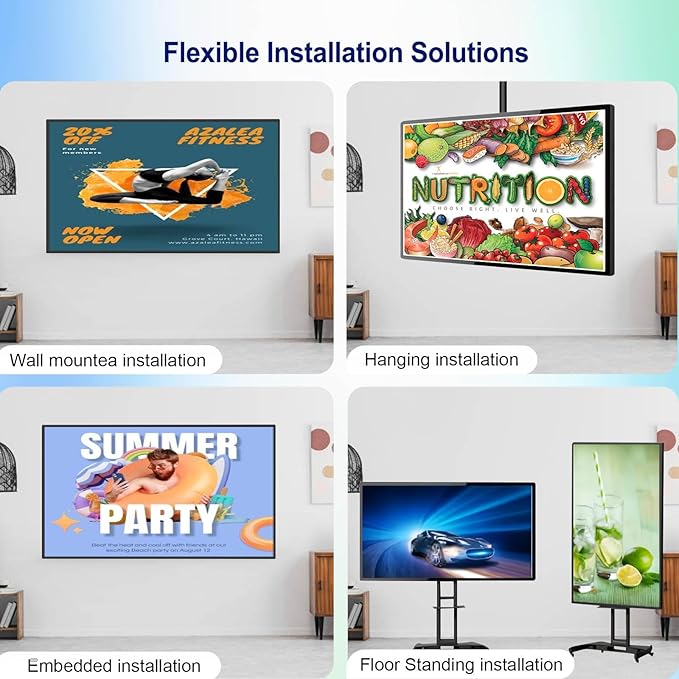 32inch Digital Display 700nits High Brightness Touchscreen Indoor Digital Signage LCD Advertising Display CMS/USB/WiFi/Port Player Smart Split Screen 7/24 Timer Switch