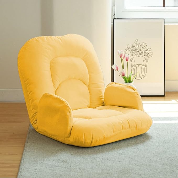 Sofa ChairFolding Sofa Chair Sofa Bed Chair Fireside Chair 5 Positions Adjustable Lazy Floor Sofa Bed Single Padded Lounge Sleeper Recliner Floor Chair Seat For Gaming And Reading  Meditation ( C