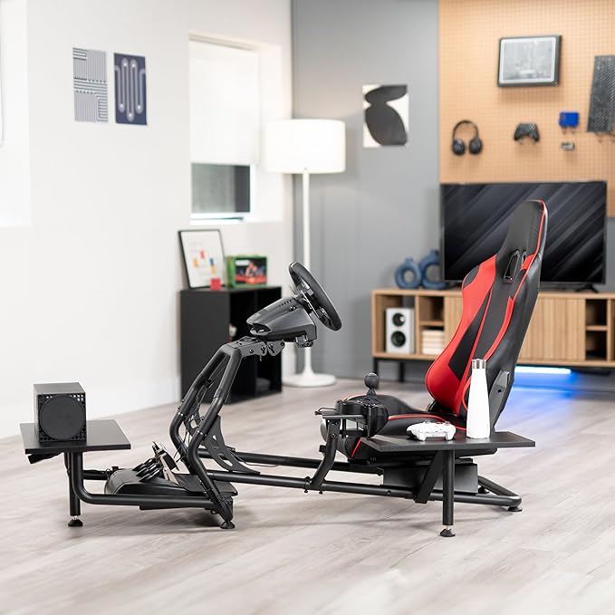 VIVO Premium Racing Simulator Cockpit with Shelf Kit Wheel Stand Gear Mount Fits Logitech Thrustmaster Fanatec Compatible with Xbox One PlayStation STAND-KIT-RACE1S