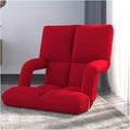 Floor Chair Back Support Folding Sofa Adjustable Positions Padded Lazy Sofa Breathable Floor Gaming Chair for Reading Meditating(Red)