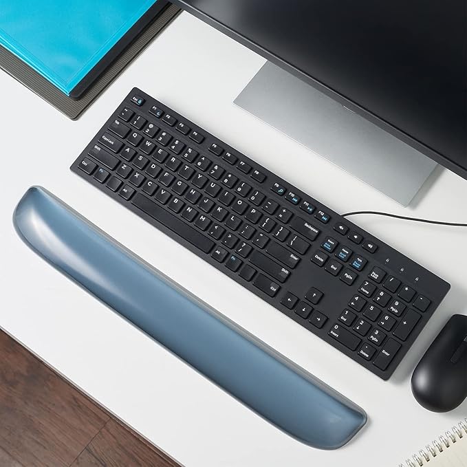 STAPLES Gel Keyboard Wrist Rest Ergonomic Non‑Slip Wrist Support Cushion for Comfortable Typing Durable Gel‑Filled Design Black Crystal