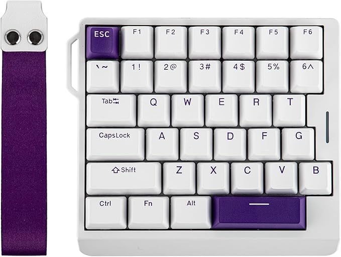 EPOMAKER HE30 One-Handed Hall Effect Keyboard 8K Polling &amp 0.125ms SOCD &amp Snap Key Adjustable Trigger PBT Keycap RGB Custom Software Wired Gaming Keyboard for PC/Gamer (White Purple)