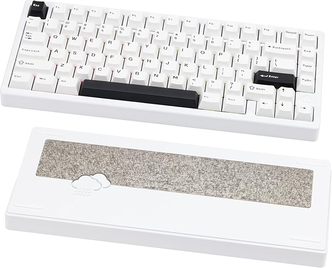 KEEBMONKEY WOBKEY Rainy 75 CNC Aluminum HMX/JWK/Cocoa Switches Triple-Mode Connectivity Mechanical Keyboard with Superior Acoustics RGB/FR4/Silver SUS304/7000mAh/Cocoa Switch (Pro - Luna)