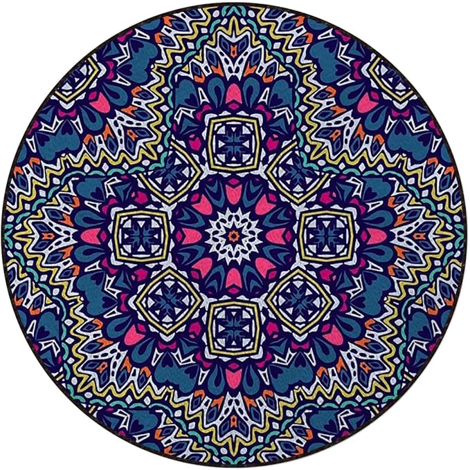 Batik Rug for Kitchen Bathroom Bedroom Living Room -Round Floor Mat Modern Area Rugs Runner Paisley Motif Oriental Feminine Cultural EasternMulticolor Diameter 39.3 in